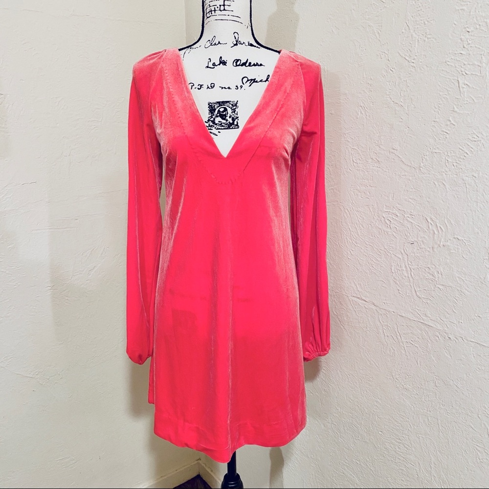 Free People Hot Pink Velvet Minidress